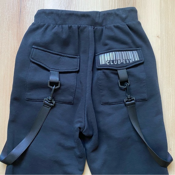 Dolls Kill - Club Exx - Black Cargo Bondage Joggers - Picture 14 of 16